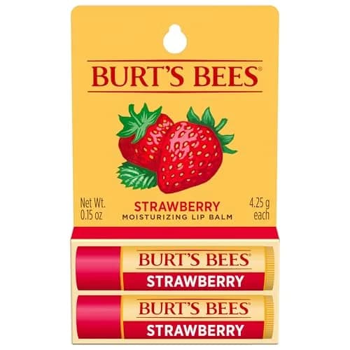 Burt's Bees Strawberry Tint-Free Lip Balm 2 Count | Natural Conditioning Lip Treatment thumbnail 1