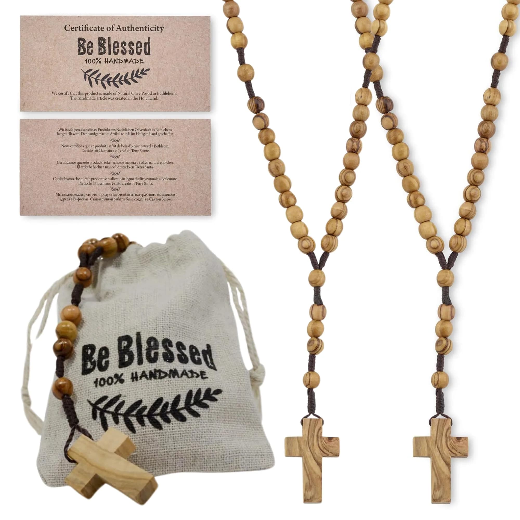 MIZZE Made for Luck Bethlehem Wooden Rosary Set | Catholic Prayer Beads for Men & Women