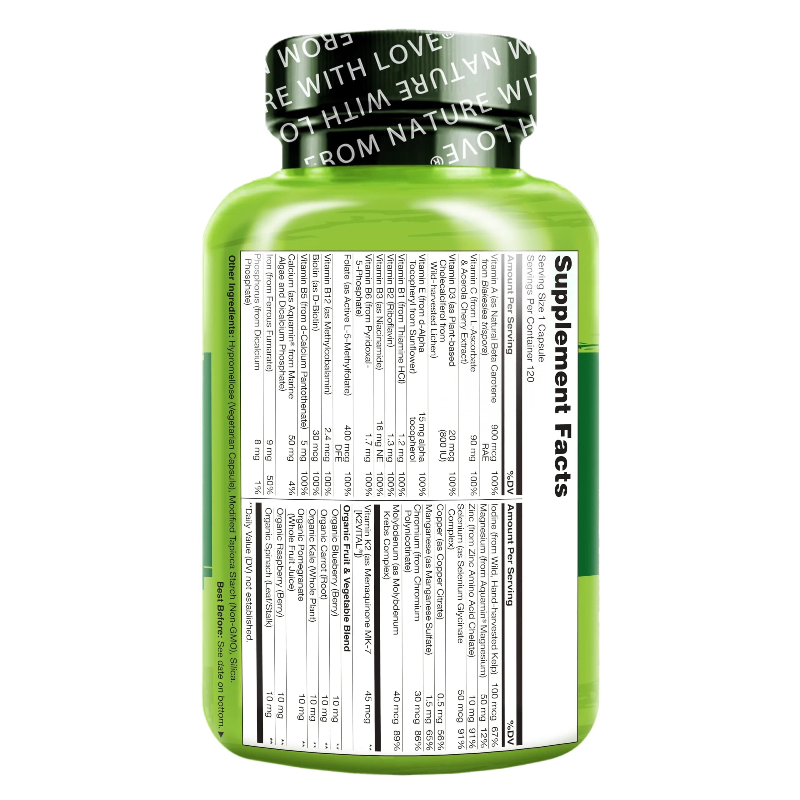 NATURELO One Daily Multivitamin for Women 120 Count | Plant-Based, Vegan, Non-GMO - view 7