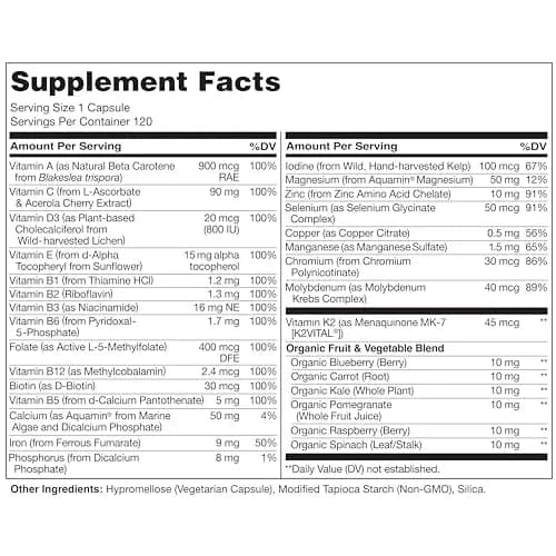 NATURELO One Daily Multivitamin for Women 120 Count | Plant-Based, Vegan, Non-GMO thumbnail 3