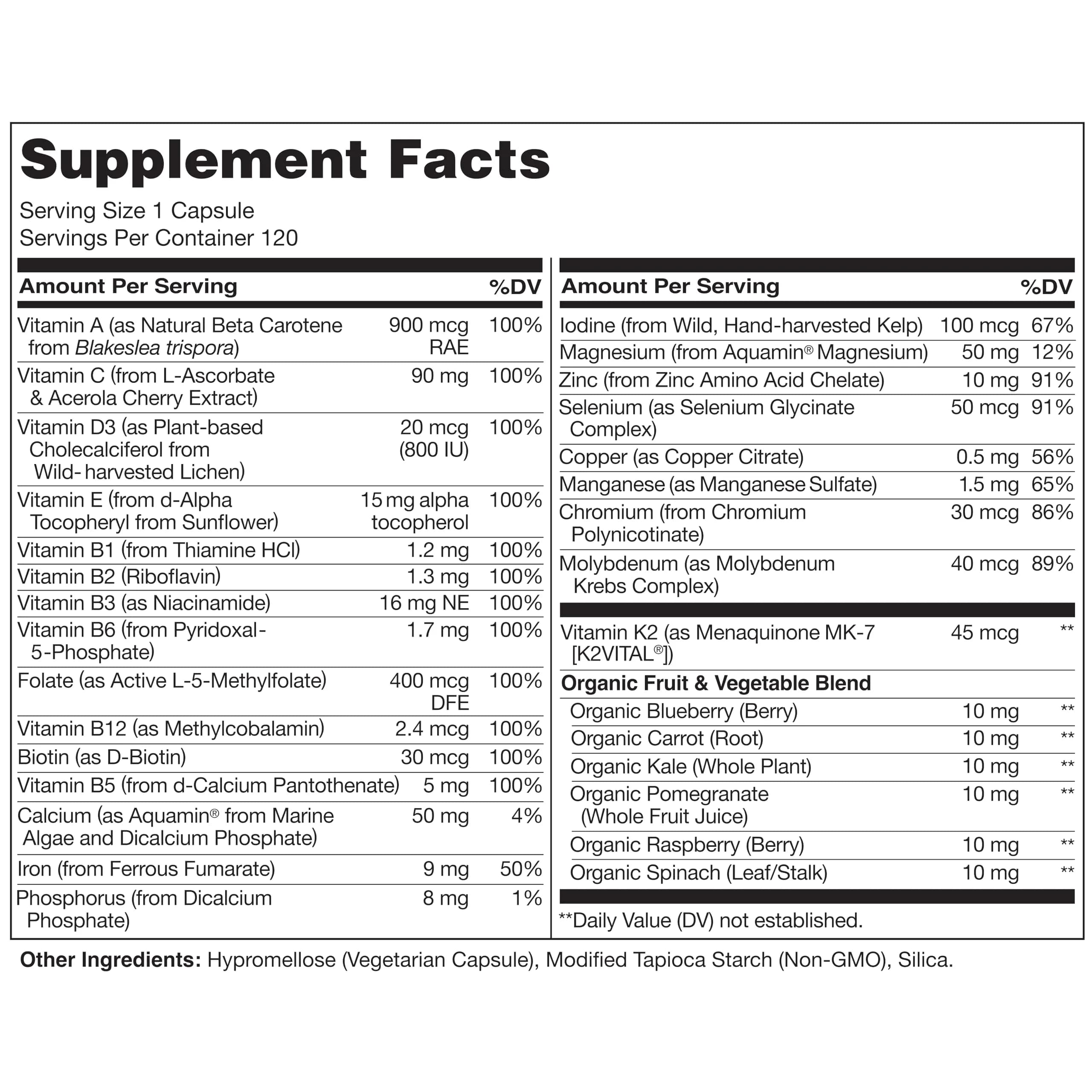 NATURELO One Daily Multivitamin for Women 120 Count | Plant-Based, Vegan, Non-GMO - view 3