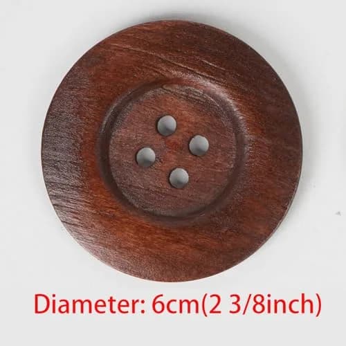 Chenkou Craft Large Size 60MM Round Wood Buttons 20pcs | Brown 4-Hole Sewing Buttons for Crafts thumbnail 2