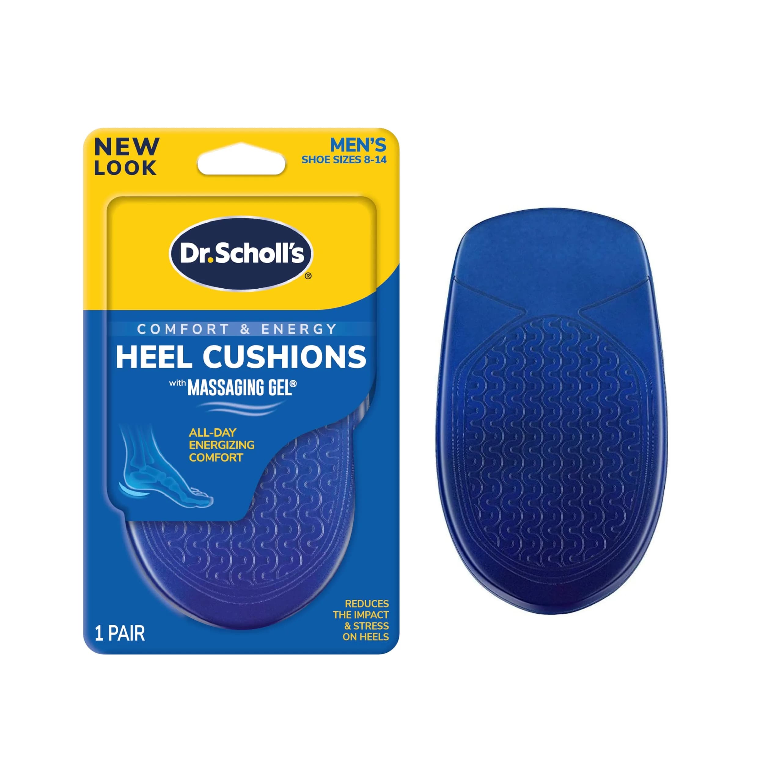 Dr. Scholl's Massaging Gel Heel Cushions for Men's Shoe Sizes 8-13 | All-Day Heel Pain Relief - main product image
