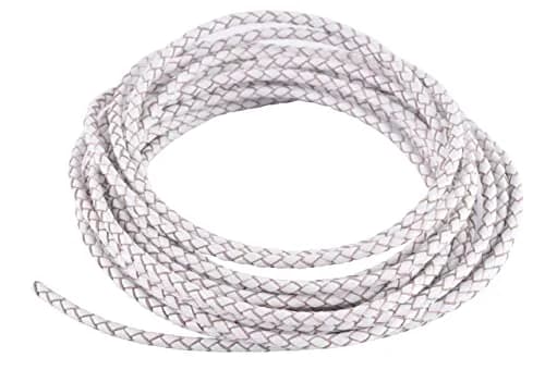 KONMAY 3mm White Braided Leather Cord 5 Yards (15 Feet) | Jewelry Making & Crafting thumbnail 1