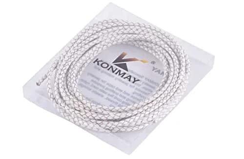 KONMAY 3mm White Braided Leather Cord 5 Yards (15 Feet) | Jewelry Making & Crafting thumbnail 3
