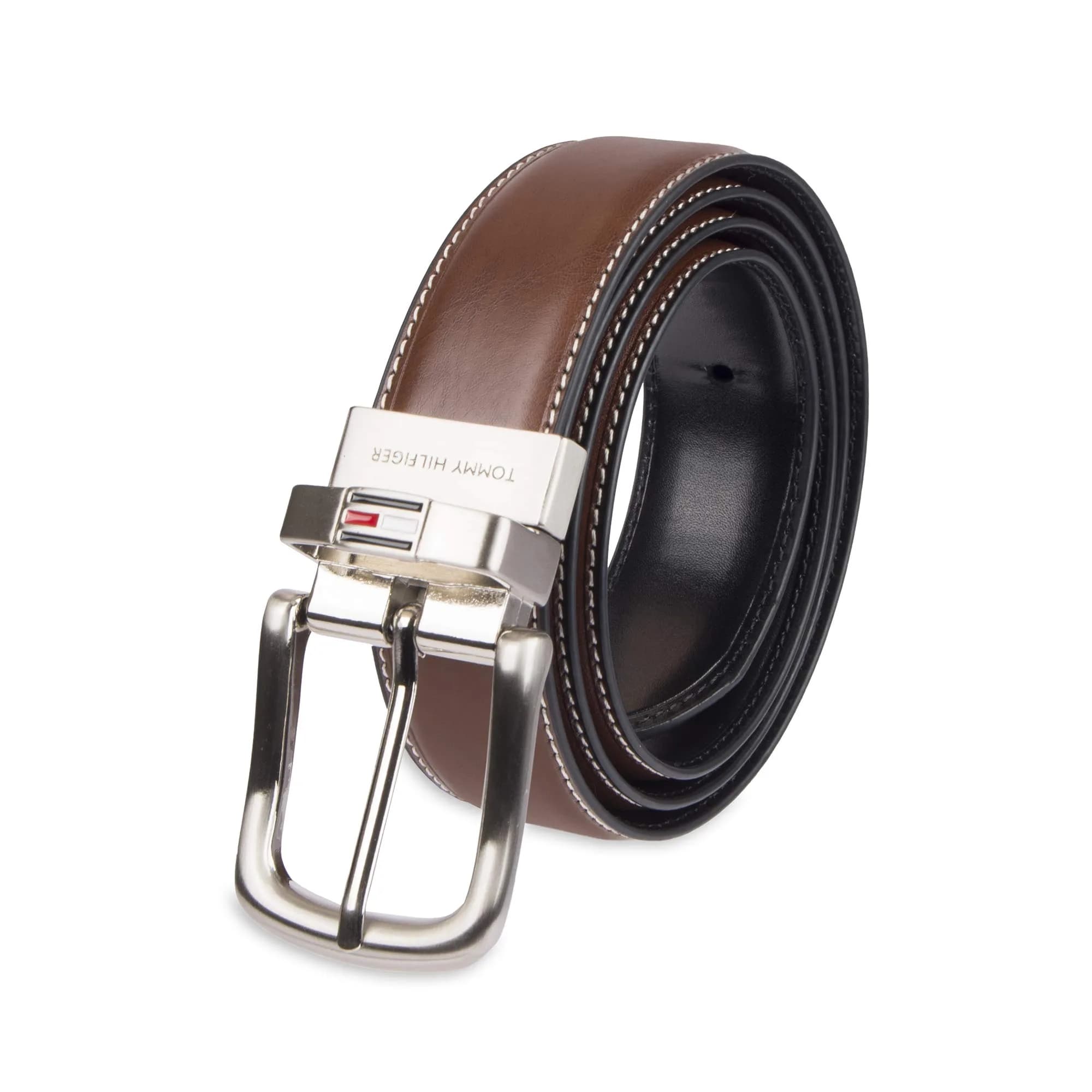Tommy Hilfiger Men's Reversible Belt Brown/Black Casual 30 (76 cm) | Classic Leather Dress Belt - main product image