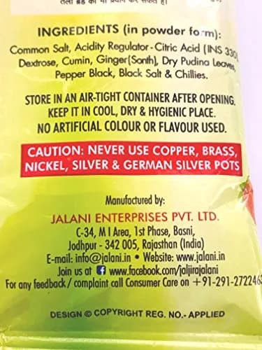 Jalani Jaljira Seasoning 500g (17.64 oz) | Authentic Indian Spice Blend for Tangy Flavor thumbnail 3
