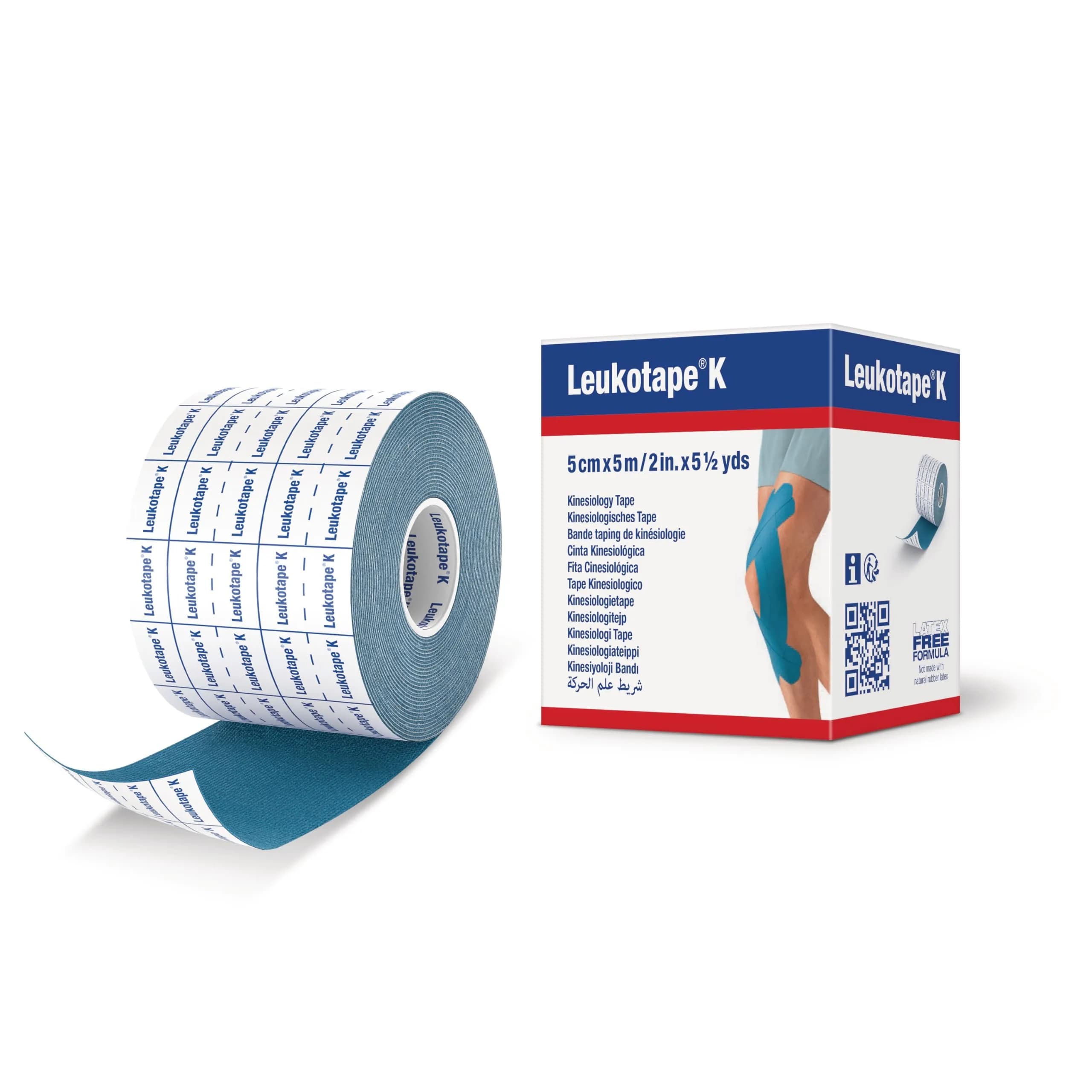 Leukotape K Kinesiology Tape 2 in x 5.5 yds | Water-Resistant, Skin-Friendly Support (70-120 chars) — Blue / 2"