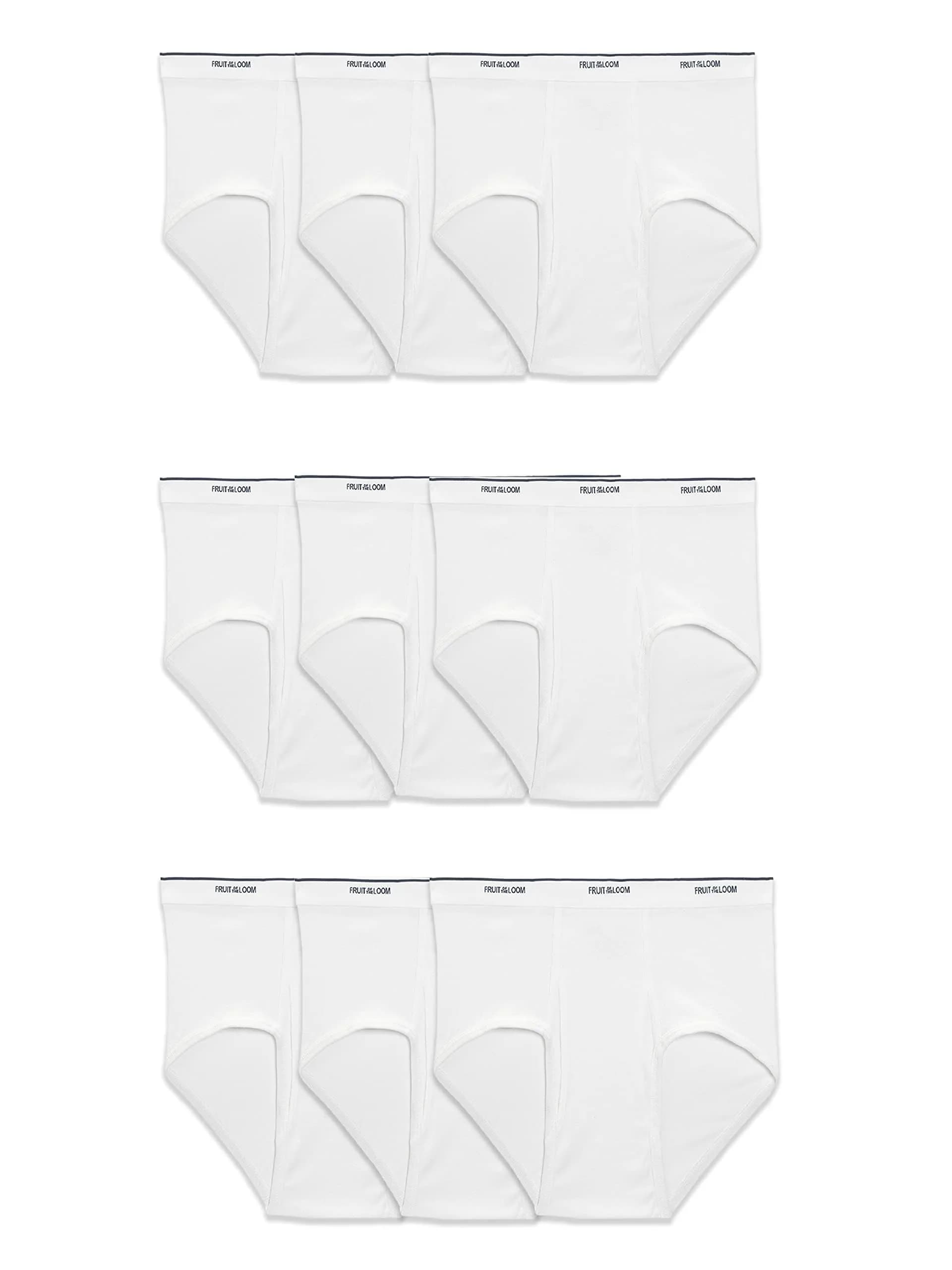 Fruit of the Loom Men's Moisture Wicking Cotton Briefs, Tag Free, 9 Pack - White, Medium - main product image