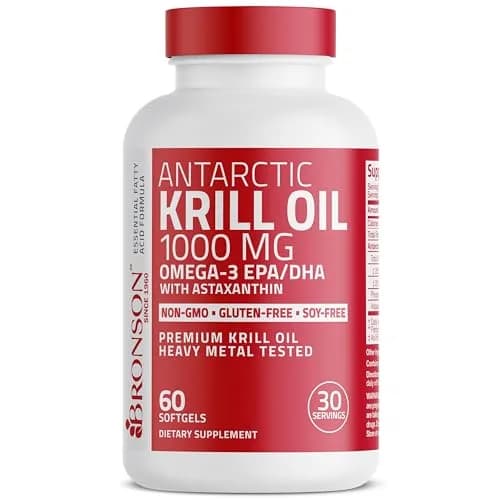 Bronson Antarctic Krill Oil 1000 mg with Omega-3s, 60 Softgels | Pure Antarctic Krill Oil with EPA, DHA & Astaxanthin thumbnail 4