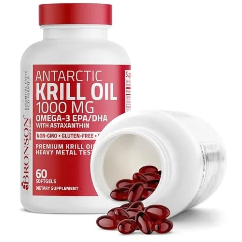 Bronson Antarctic Krill Oil 1000 mg with Omega-3s, 60 Softgels | Pure Antarctic Krill Oil with EPA, DHA & Astaxanthin thumbnail 5