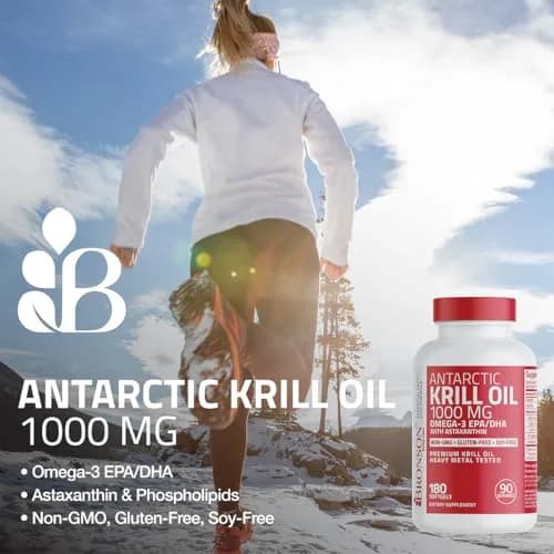 Bronson Antarctic Krill Oil 1000 mg with Omega-3s, 60 Softgels | Pure Antarctic Krill Oil with EPA, DHA & Astaxanthin thumbnail 2