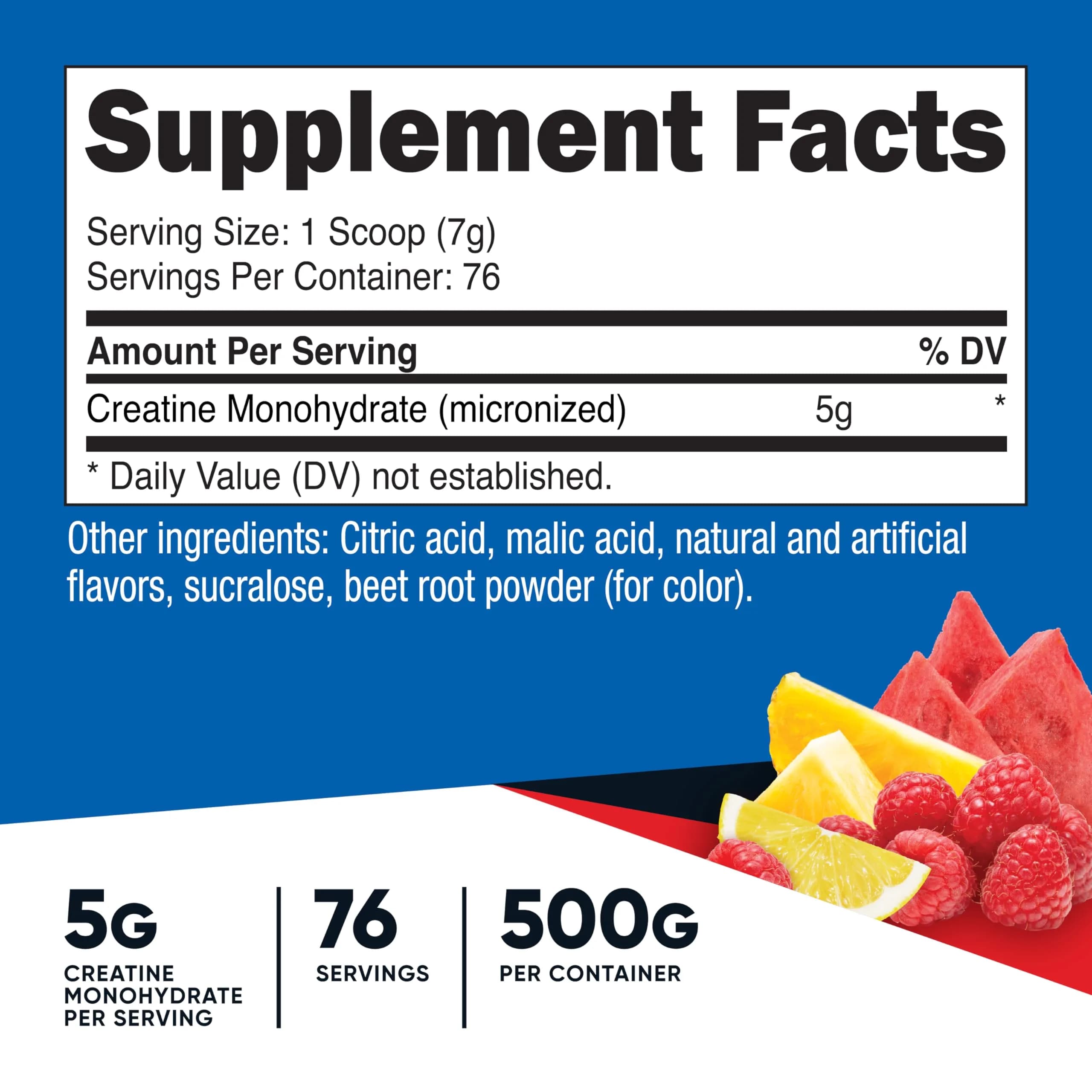 Nutricost Fruit Punch Creatine Monohydrate Powder 500g - Micronized for Enhanced Strength & Endurance - view 2