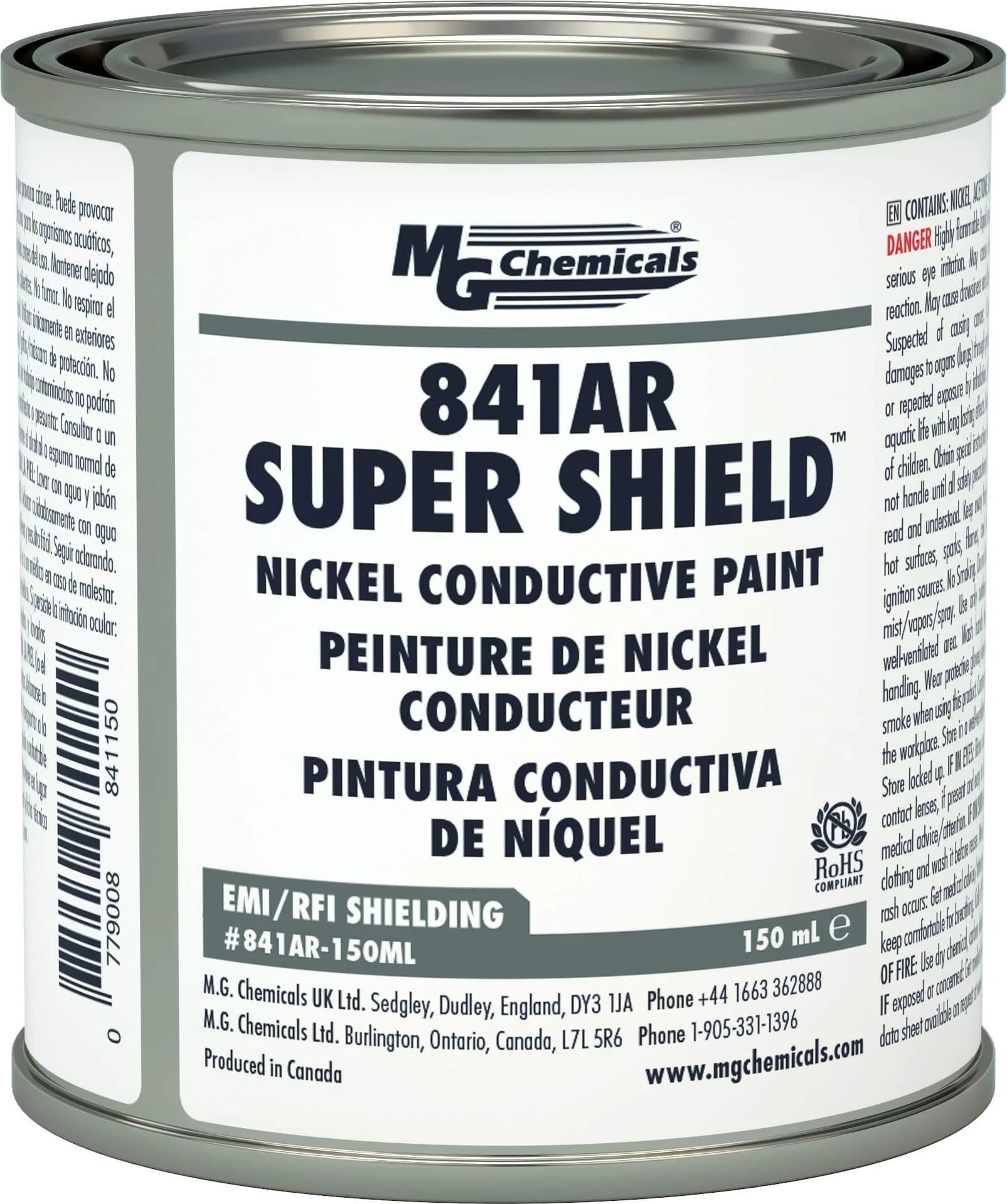 MG Chemicals Nickel Super Shield Conductive Coating 150ml (5 fl oz) | EMI/RFI Shielding for Electronics — Nickel