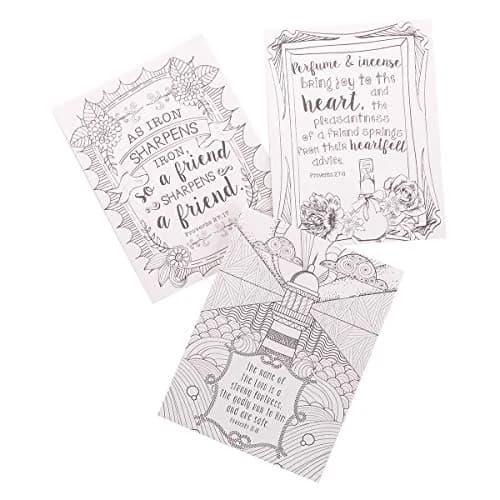 Christian Art Gifts Proverbs in Color: Cards to Color and Share | Christian Coloring Cards with Proverbs, 44 Heavy Card Stock Pages thumbnail 2