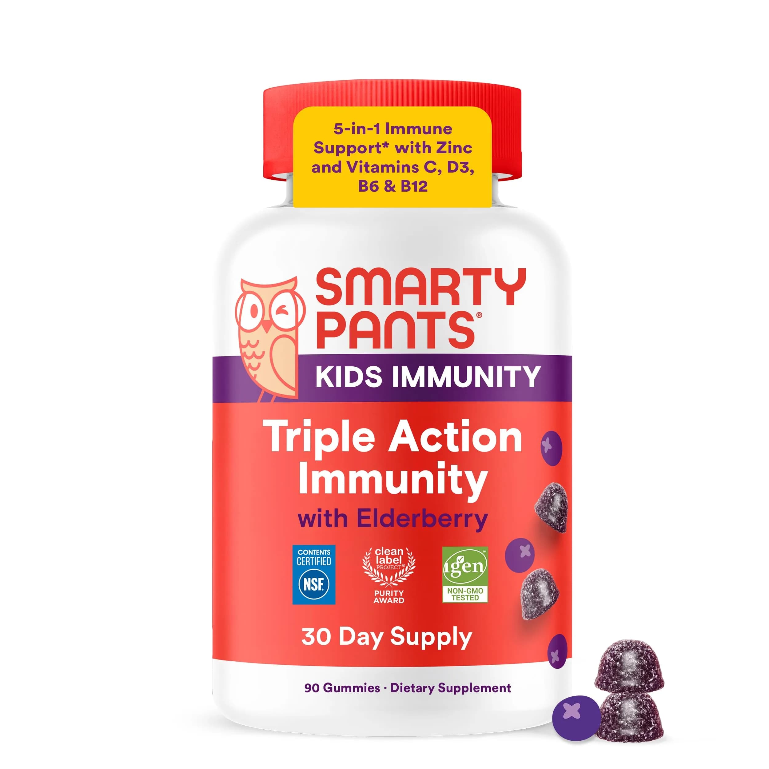 SmartyPants Kids Sleep Melatonin 0.5mg Gummies with Chamomile & Vitamin D3 | Gluten Free, Drug Free, Strawberry Mango Flavor — Immunity