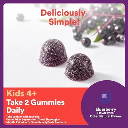 SmartyPants Kids Immunity Elderberry Gummies 60 Count | Support Kids' Immune Health with Elderberry & Vitamins thumbnail 8