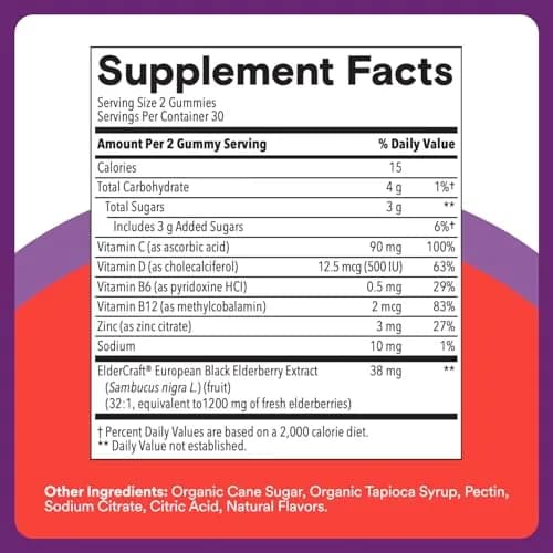 SmartyPants Kids Immunity Elderberry Gummies 60 Count | Support Kids' Immune Health with Elderberry & Vitamins thumbnail 3