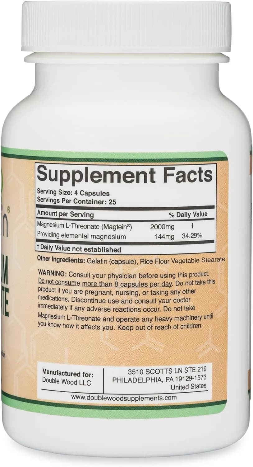 Double Wood Supplements Magnesium L-Threonate Capsules 2,000 mg | High Absorption Brain Support - view 6