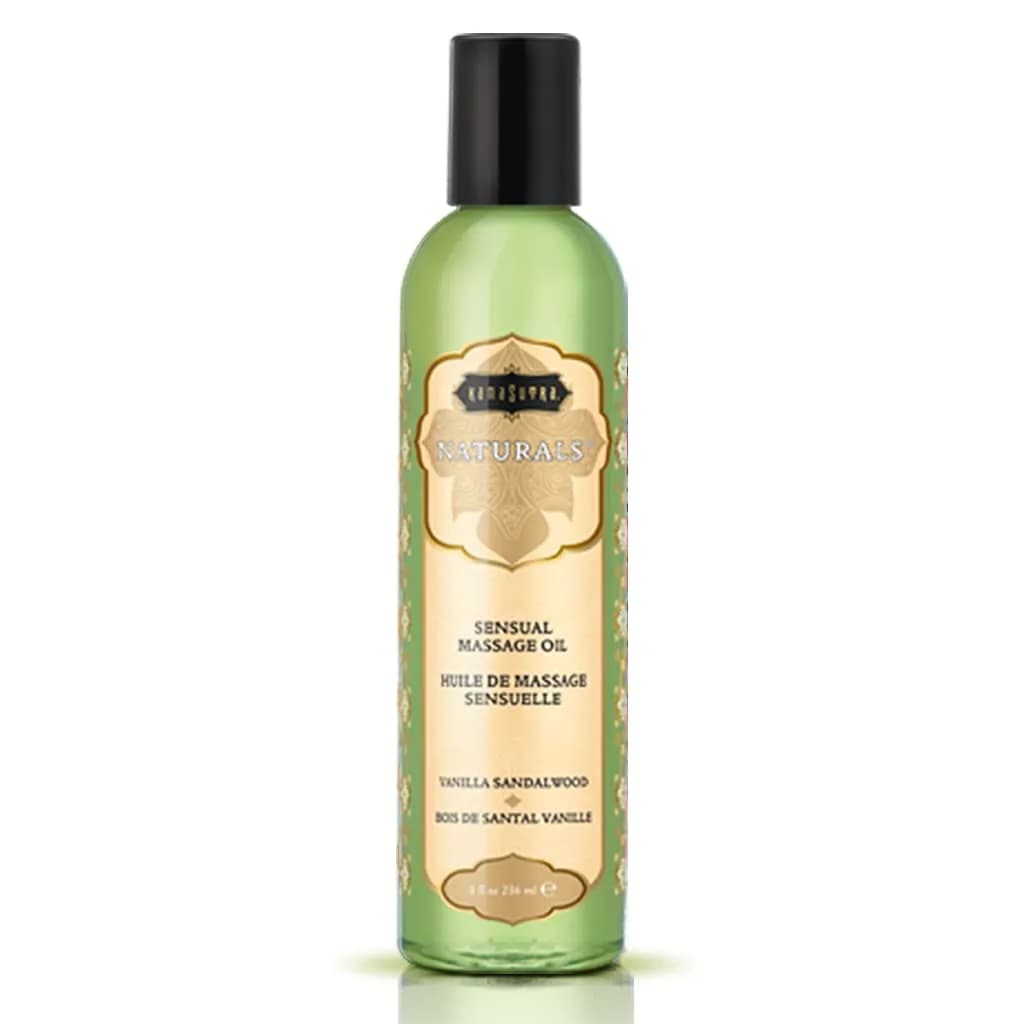 KAMA SUTRA Naturals Massage Oil Vanilla Sandalwood | Silky, Long-Lasting, 8 Fl Oz — Clear