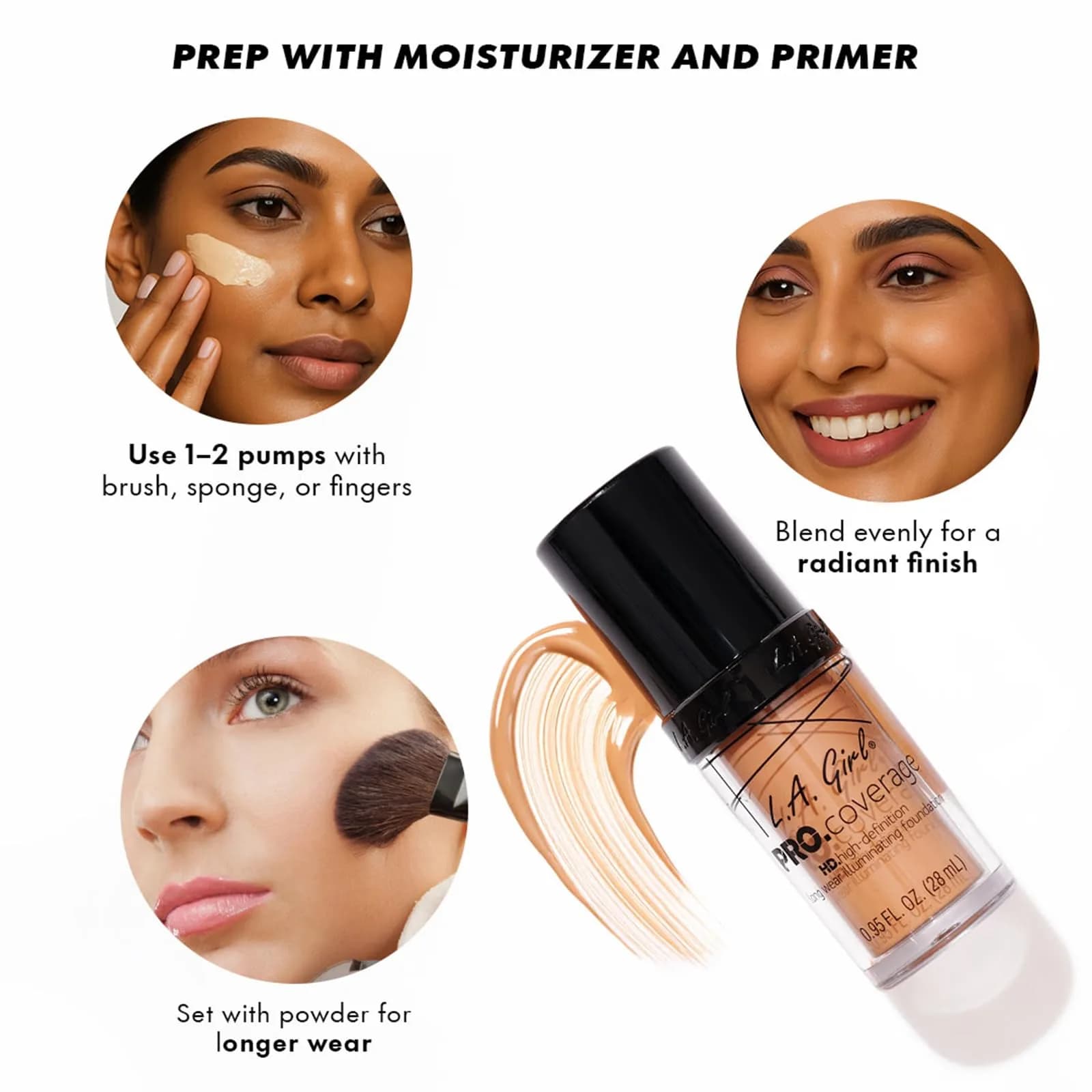 L.A. Girl Pro Coverage Liquid Foundation Fair 28ml (0.95 Fl Oz) | Lightweight Dewy Finish - view 5