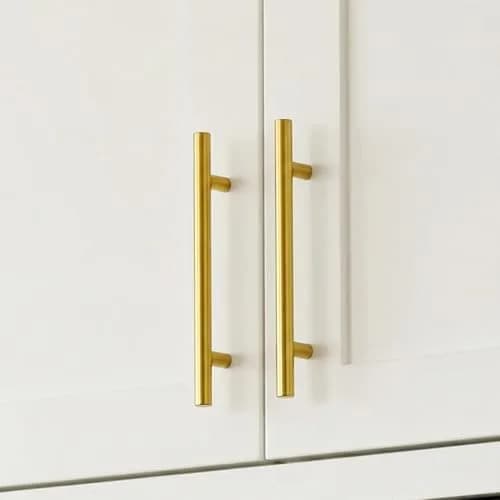 Goldenwarm 10 Pack 5-1/16" Gold Cabinet Handles Brushed Brass Stainless Steel | Durable Kitchen & Bathroom Drawer Pulls thumbnail 9