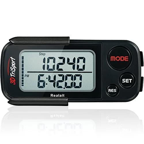 Realalt 3DTriSport Pedometer with Clip & Strap, Accurate Step Counter 7.62 cm (3 in) | Tracks Steps, Distance, Calories, Fat Burned thumbnail 1