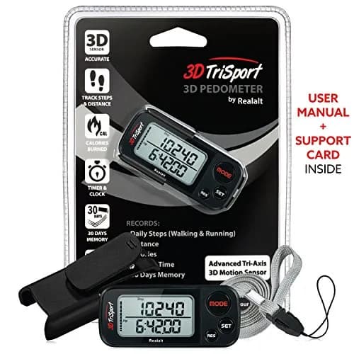 Realalt 3DTriSport Pedometer with Clip & Strap, Accurate Step Counter 7.62 cm (3 in) | Tracks Steps, Distance, Calories, Fat Burned thumbnail 7