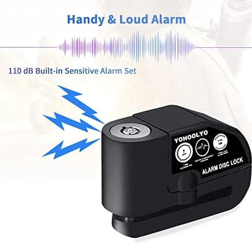 YOHOOLYO Black Alarm Disc Lock for Motorcycles & Scooters | 7mm Pin, 110dB Alarm, 5ft Reminder Cable thumbnail 4