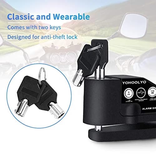 YOHOOLYO Black Alarm Disc Lock for Motorcycles & Scooters | 7mm Pin, 110dB Alarm, 5ft Reminder Cable thumbnail 7