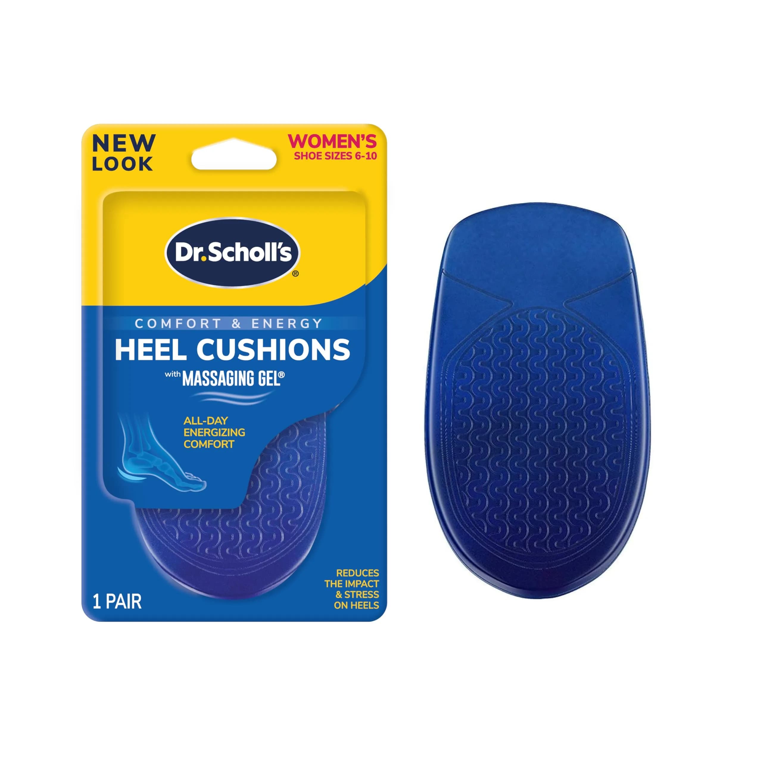 Dr. Scholl's Massaging Gel Heel Cushions for Women | 1 Pair (1 Count) — Blue