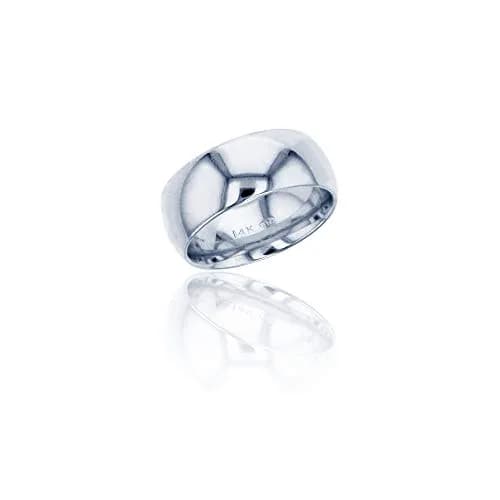 DECADENCE 10K White Gold Wedding Band 8mm | Italian Handcrafted Solid Gold Ring in Size 13.5 thumbnail 1