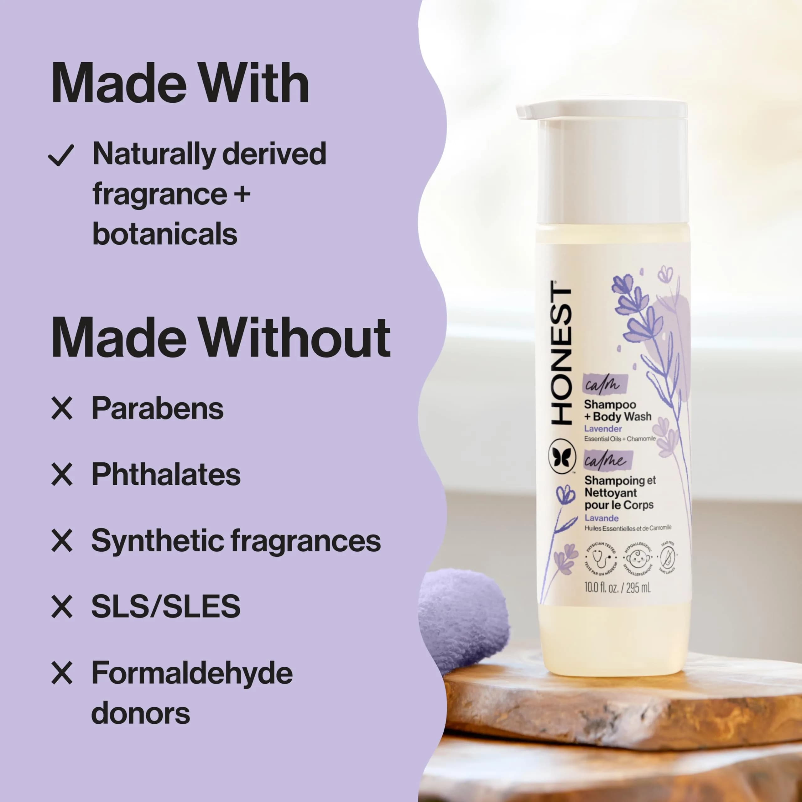 The Honest Company Baby Shampoo & Body Wash, Lavender Calm, 10 Fl Oz | Gentle Cleanse for Sensitive Skin - view 4