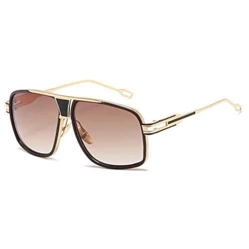 AEVOGUE Oversized Shield Sunglasses AE0336 | Retro Alloy Frame, 62mm Gradient UV Protection Lenses thumbnail 1