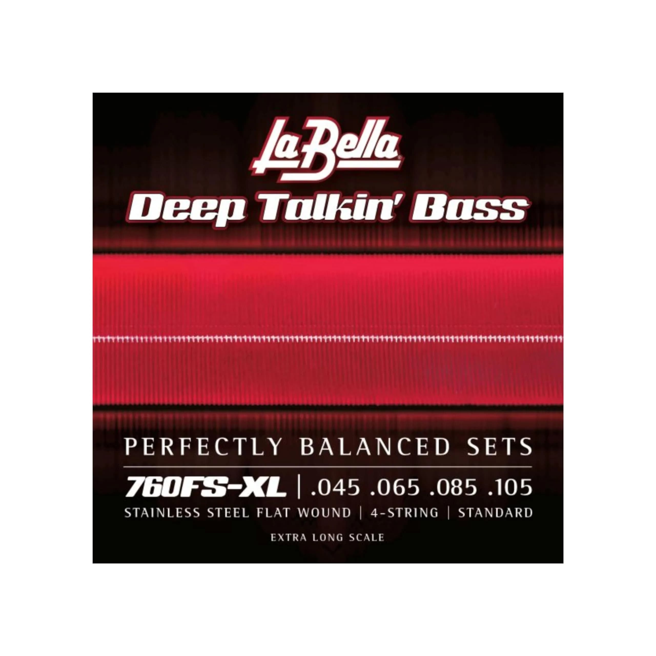 La Bella 760FS Deep Talkin' Bass Flatwound Bass Strings - Extra Long Scale .045-.105 Stainless Steel — silber