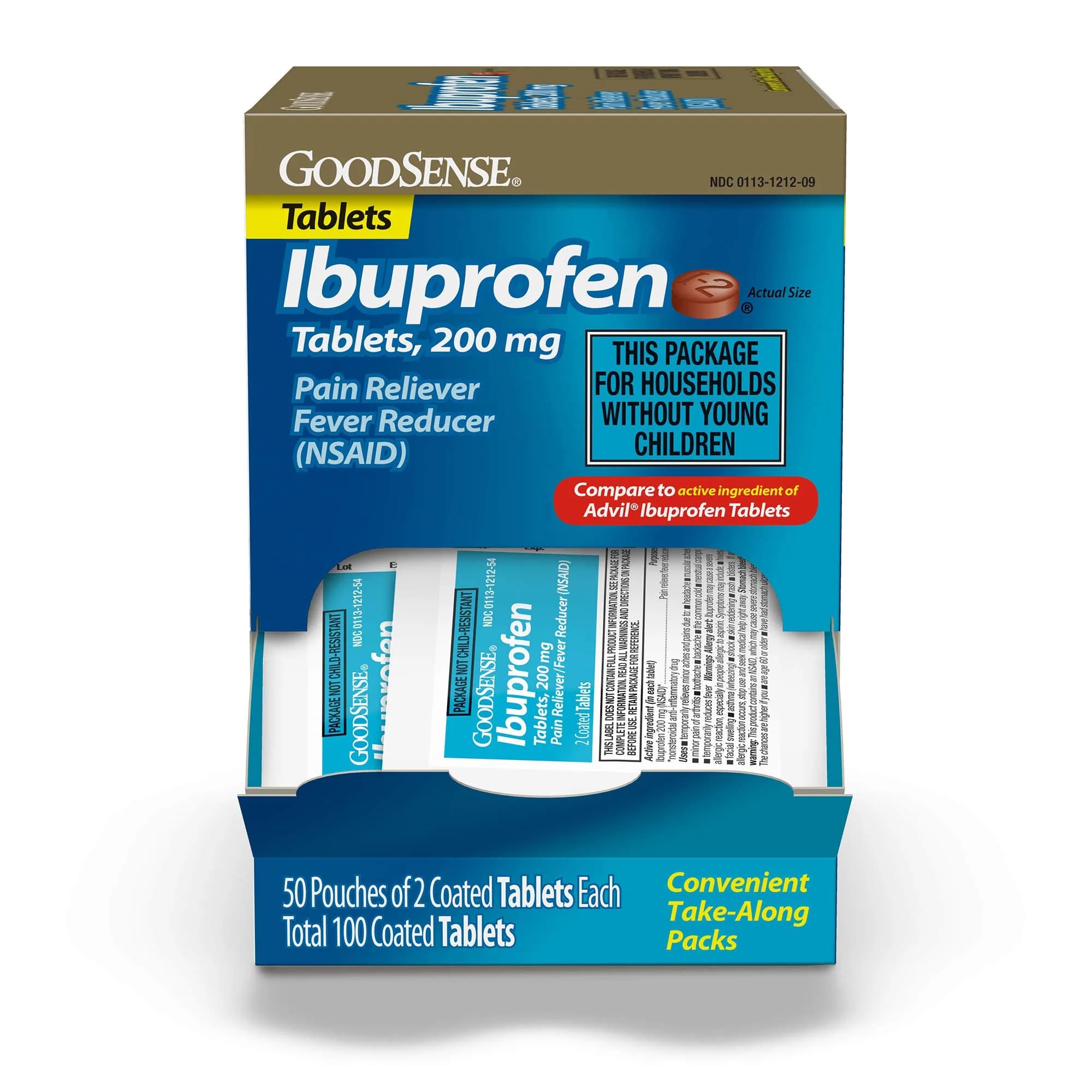 GoodSense Ibuprofen 200 mg Tablets | Powerful Pain Relief for Adults & Teens 12+