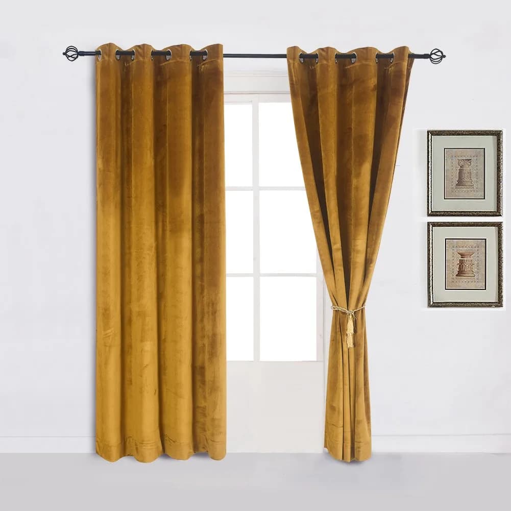 Cherry Home Velvet Curtain Panel Set (52 in x 84 in) | Heavy, Light-Blocking, Energy Efficient