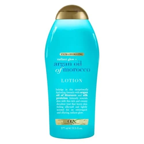 OGX Extra Hydrating Radiant Glow + Argan Oil of Morocco Lotion, 19.5 oz | Nourishing Body Moisturizer for Dry Skin thumbnail 1