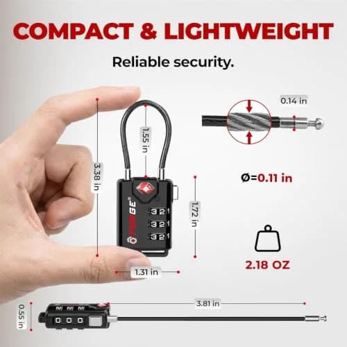 Forge TSA Approved Luggage Locks 2 Pack | Durable Zinc Alloy Body & Flexible Cable thumbnail 6