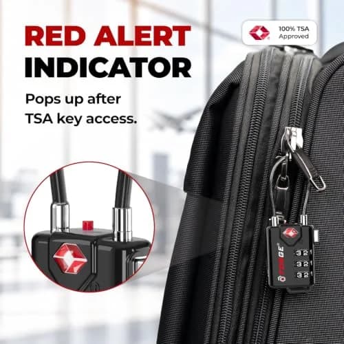 Forge TSA Approved Luggage Locks 2 Pack | Durable Zinc Alloy Body & Flexible Cable thumbnail 3