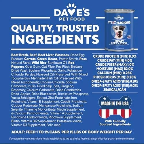 Dave's Pet Food Soft Dog Food, Meaty Beef in Gravy, 13.2 oz | Made in USA, Nutritious & Affordable thumbnail 6