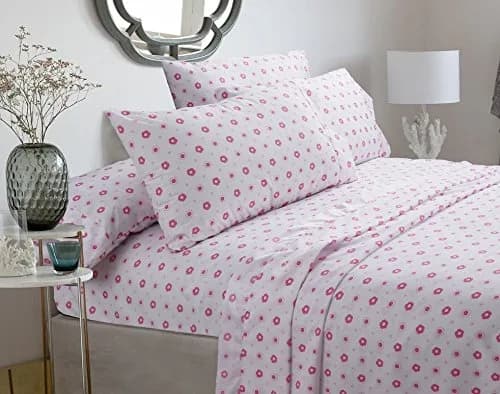 Cozy Line Home Fashions Pink Greta Pastel Floral Sheets Set, Brushed Microfiber - Wrinkle, Fade, Stain Resistant - 3 Piece (Twin Sheet Set) - main product image