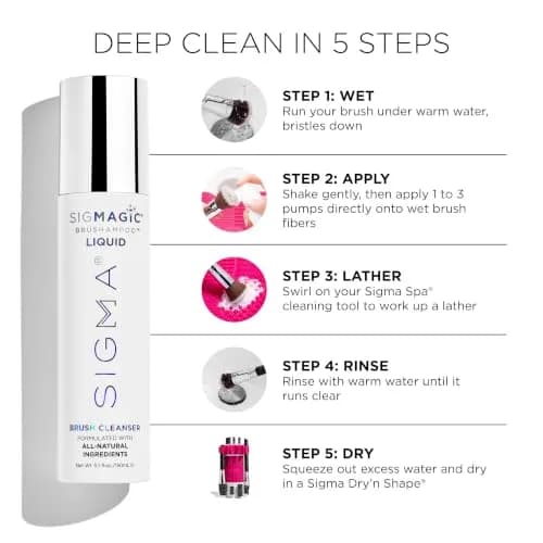 SIGMA BEAUTY SigMagic Brushampoo Liquid Makeup Brush Cleaner 150ml (5.1 fl Oz) | Cleans & Conditions Bristles thumbnail 4