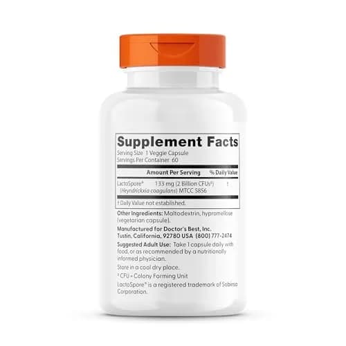 Doctor's Best Digestive Health Probiotic with LactoSpore 60 Veg Caps | Supports Gut Flora & Digestion thumbnail 3