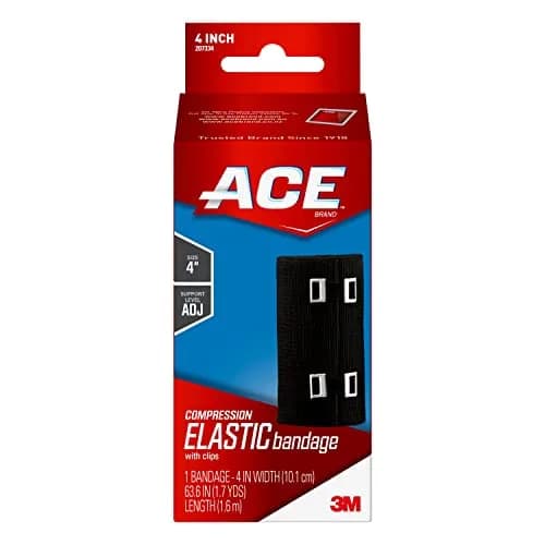 ACE 4 Inch Elastic Bandage with Clips | Support for Muscles & Joints, Black, 1 Count thumbnail 1