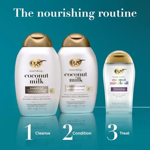 OGX Extra Strength Damage Remedy + Coconut Miracle Hair Oil, 3.3 fl. oz | Nourishes Coarse Hair, Tames Frizz, Adds Shine thumbnail 5