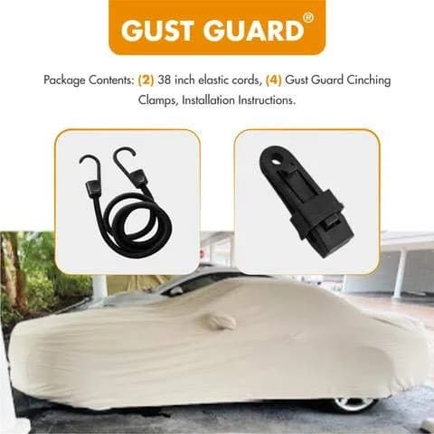 Gust Guard Large 38" Car & Light Truck Cover Secure Clips | Windproof thumbnail 4