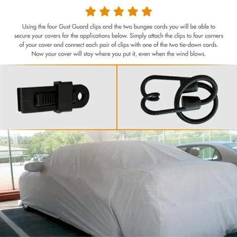 Gust Guard Large 38" Car & Light Truck Cover Secure Clips | Windproof thumbnail 8