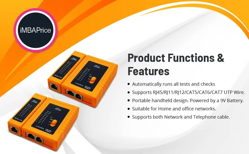 iMBAPrice RJ45 Network Cable Tester for LAN Phone RJ45/RJ11/RJ12/CAT5/CAT6/CAT7 UTP Wire Test Tool | Continuity Tester for Network Installation thumbnail 7