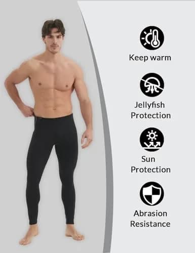Lemorecn Wetsuit Pants Men 1.5mm Neoprene | Water Sports & Diving Gear (en_US, Large, Black/Gray) thumbnail 5
